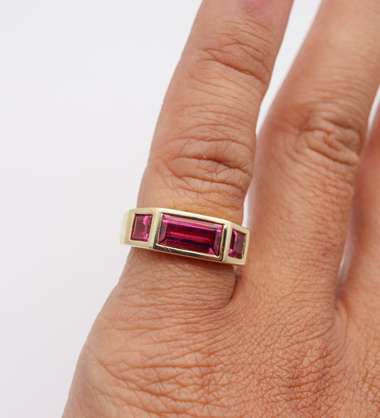 Tiffany And Co Paloma Picasso Studio Geometric Ring In 18Kt Gold With 4.34 Cts Of Pink Tourmalines