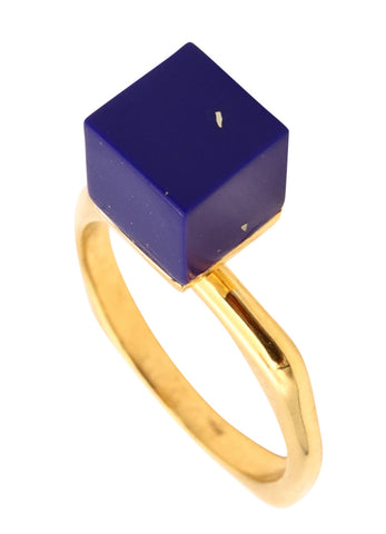 *Dinh Van 1970's Paris sculptural ring in 18 kt with Afghani blue lapis lazuli