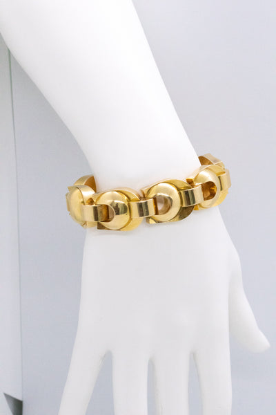 FRENCH 18 KT YELLOW GOLD RETRO BRACELET WITH BAUBLES LINKS