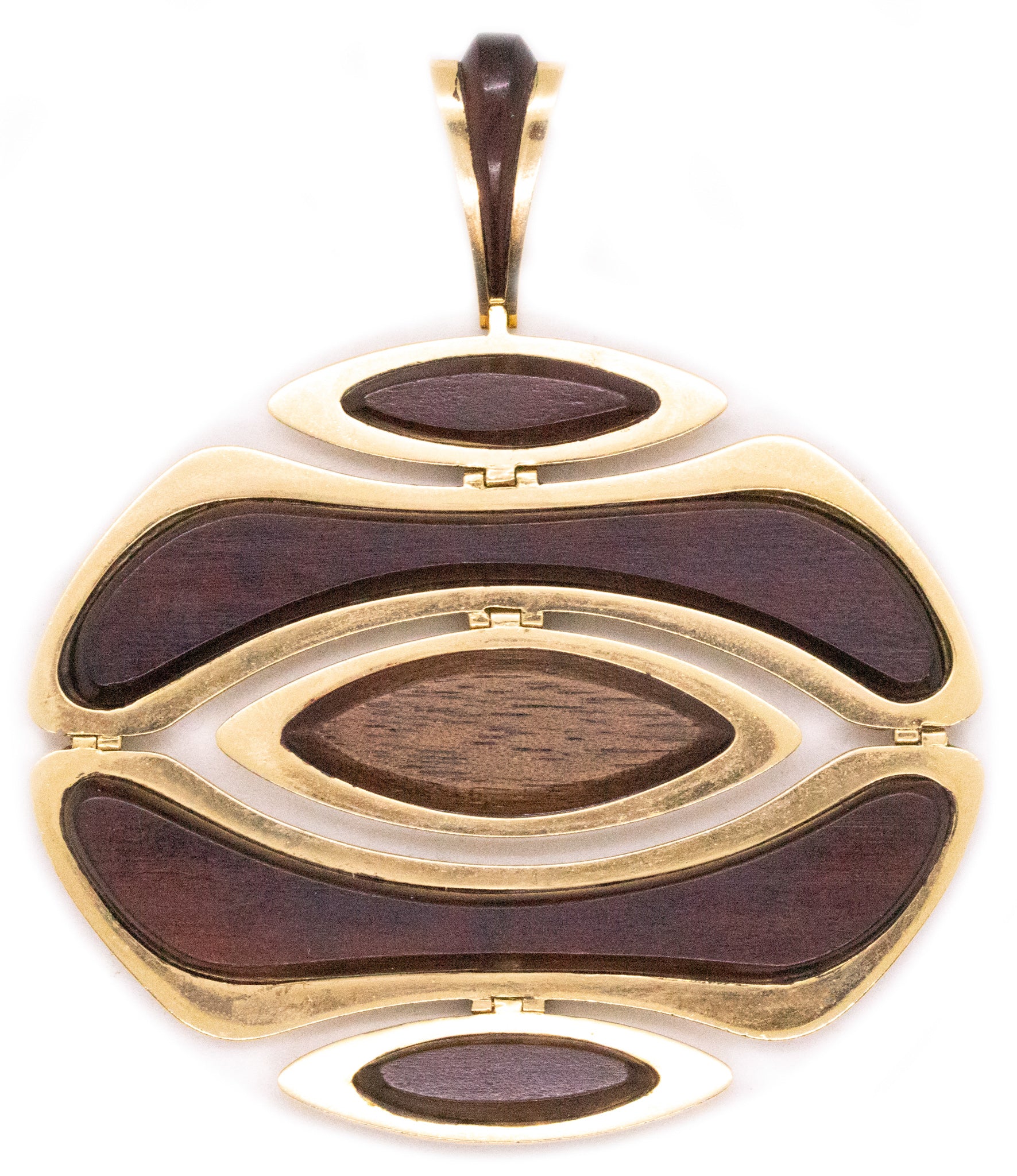 VAN CLEFF & ARPELS PARIS 18 KT GOLD & ROSE WOOD RARE “OSAKA” PENDANT