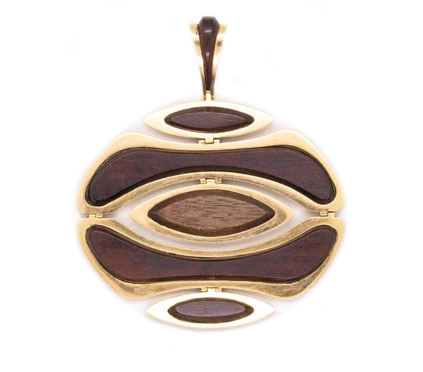 VAN CLEFF & ARPELS PARIS 18 KT GOLD & ROSE WOOD RARE “OSAKA” PENDANT