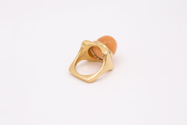 CARTIER 1970 DINH VAN GEOMETRIC RING IN 18 KT GOLD WITH 8.66 Cts CAT'S EYE MOONSTONE