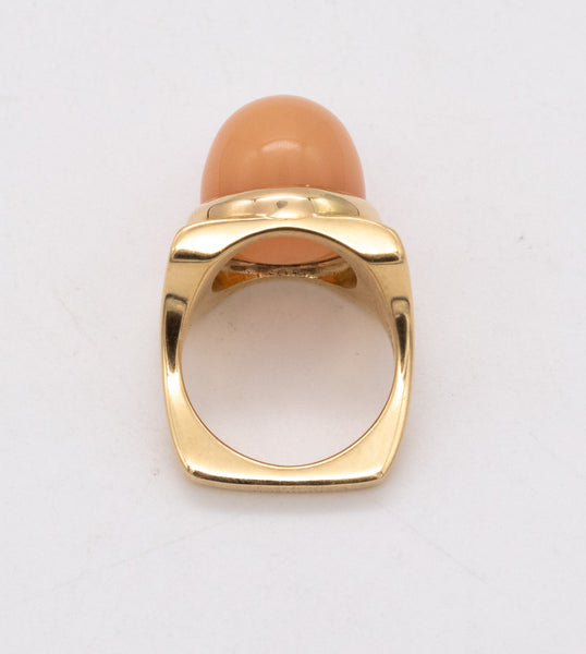 CARTIER 1970 DINH VAN GEOMETRIC RING IN 18 KT GOLD WITH 8.66 Cts CAT'S EYE MOONSTONE