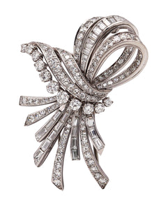 Gubelin 1950 Swiss Post War Brooch In Platinum With 6.42 Cts In VVS Diamonds