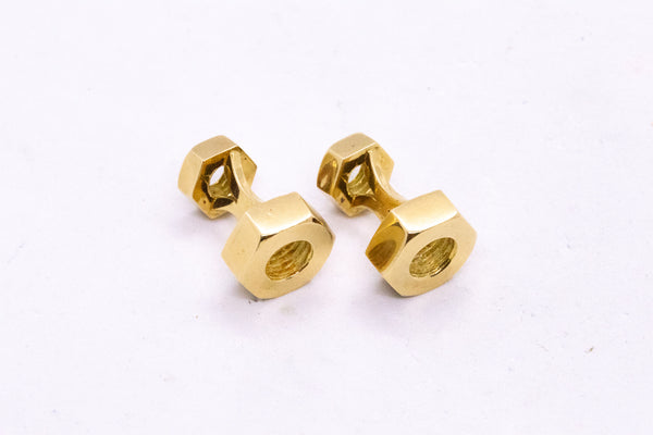 DAVID WEBB 18 KT GOLD INDUSTRIAL MEN’S NUT CUFFLINKS