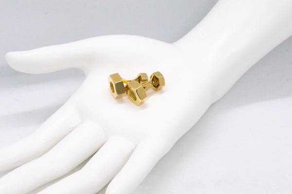 DAVID WEBB 18 KT GOLD INDUSTRIAL MEN’S NUT CUFFLINKS