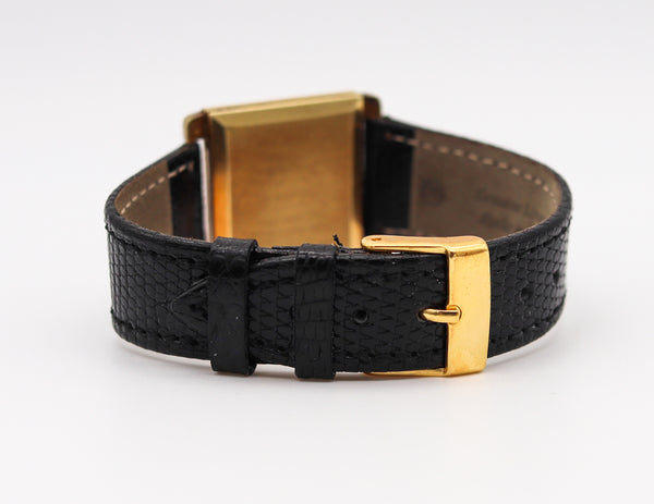 -Lucien Piccard 1970 Swiss Geometric Wristwatch In Textured 18Kt Yellow Gold