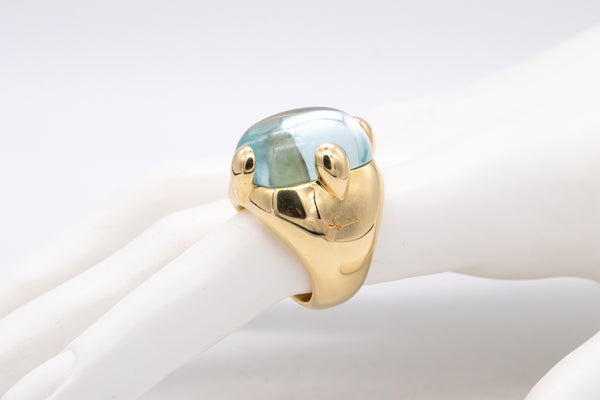 Pomellato Milano Large 18Kt Gold Cocktail Ring With 17.04 Cts Blue Aquamarine