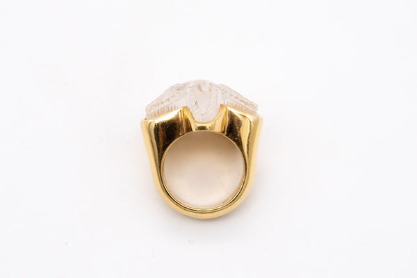 *Valentin Magro 18 kt gold cocktail ring with 28 cts of rock quartz starfish