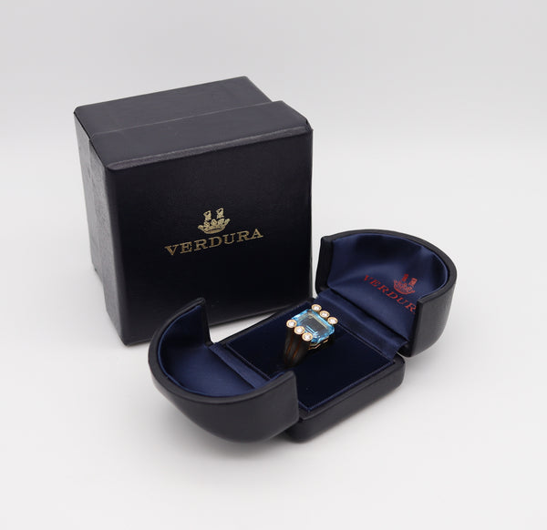 -Verdura Milan Cocktail Ring In 18Kt Yellow Gold With 14.78 Ctw In Topaz And Diamonds