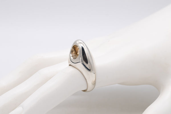 PUIG DORIA 1970 MODERNIST RING IN 18 KT GOLD AND STERLING SILVER