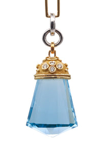 -Robert Whiteside Etruscan Pendant In 18Kt Yellow Gold With 169.08 Cts In Diamonds & Blue Topaz
