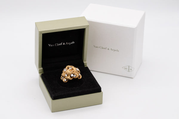 Van Cleef & Arpels 1960 Paris Cocktail Ring In 18Kt Gold And Platinum With 1.76 Cts Diamonds