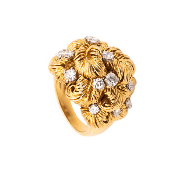 Van Cleef & Arpels 1960 Paris Cocktail Ring In 18Kt Gold And Platinum With 1.76 Cts Diamonds