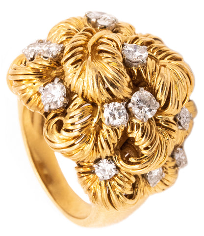 Van Cleef & Arpels 1960 Paris Cocktail Ring In 18Kt Gold And Platinum With 1.76 Cts Diamonds