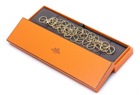 HERMES PARIS 18 KT GOLD GEOMETRIC CIRCLES LINKS BRACELET