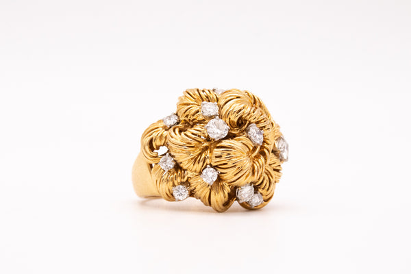 Van Cleef & Arpels 1960 Paris Cocktail Ring In 18Kt Gold And Platinum With 1.76 Cts Diamonds