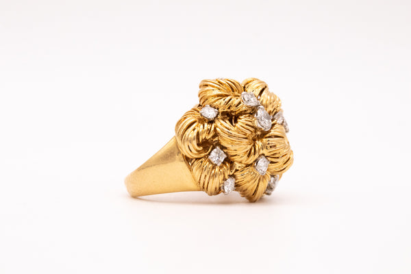 Van Cleef & Arpels 1960 Paris Cocktail Ring In 18Kt Gold And Platinum With 1.76 Cts Diamonds
