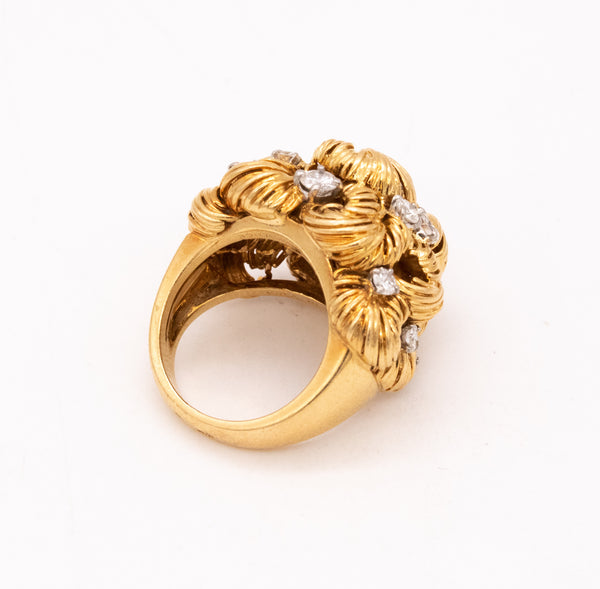 Van Cleef & Arpels 1960 Paris Cocktail Ring In 18Kt Gold And Platinum With 1.76 Cts Diamonds