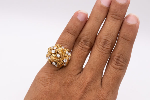 Van Cleef & Arpels 1960 Paris Cocktail Ring In 18Kt Gold And Platinum With 1.76 Cts Diamonds