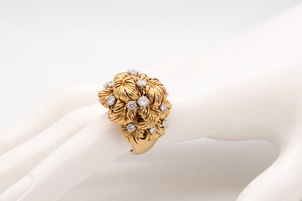 Van Cleef & Arpels 1960 Paris Cocktail Ring In 18Kt Gold And Platinum With 1.76 Cts Diamonds