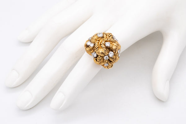 Van Cleef & Arpels 1960 Paris Cocktail Ring In 18Kt Gold And Platinum With 1.76 Cts Diamonds