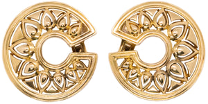 CARTIER PARIS 1970 TANJORE 18 KT YELLOW GOLD GEOMETRIC EARRINGS