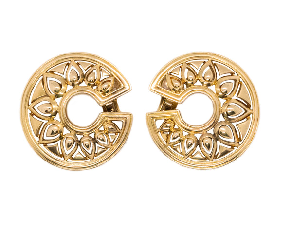 CARTIER PARIS 1970 TANJORE 18 KT YELLOW GOLD GEOMETRIC EARRINGS