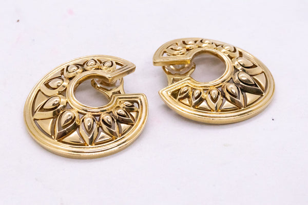 CARTIER PARIS 1970 TANJORE 18 KT YELLOW GOLD GEOMETRIC EARRINGS