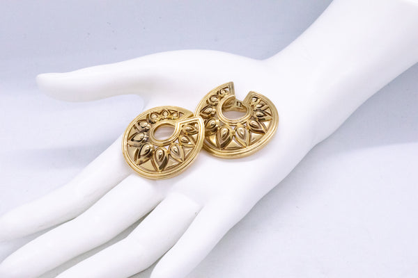 CARTIER PARIS 1970 TANJORE 18 KT YELLOW GOLD GEOMETRIC EARRINGS