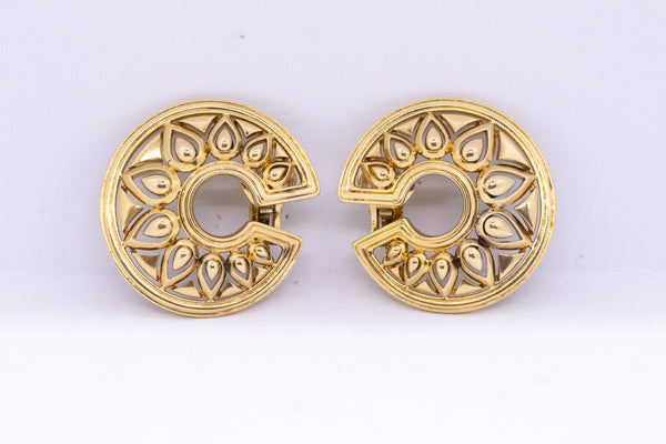 CARTIER PARIS 1970 TANJORE 18 KT YELLOW GOLD GEOMETRIC EARRINGS