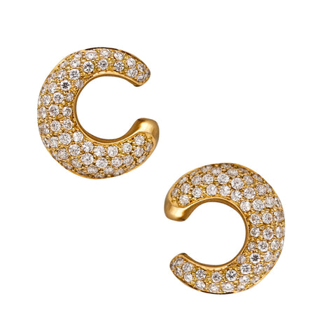 -Fred of Paris Clips On Earrings In 18Kt Yellow Gold With 3.54 Ctw In VVS Diamonds