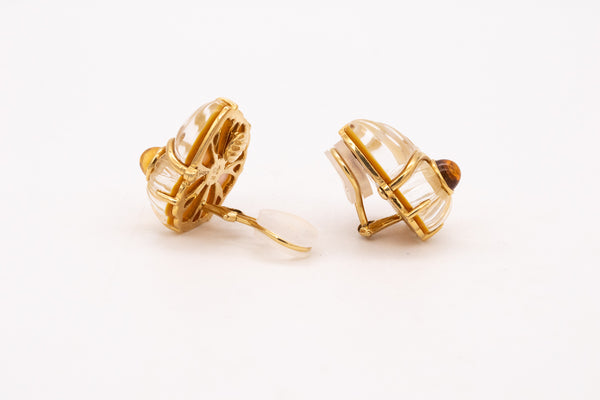 *Seaman Schepps Trianon 18 kt yellow gold earrings with rock quartz & citrine