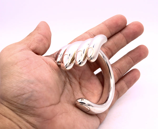Bernard Delettrez 2012 Roma Massive Hand Shaped Cuff Bracelet In Solid Sterling Silver