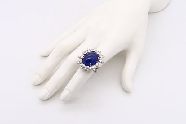 (S)Gia Certified Huge Cocktail Ring In Platinum With 26.17 Cts In AAA Tanzanite And VS Diamonds