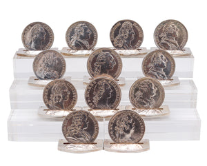 Hermes Paris 1970 Table Menu-Cards Holders With Kings Louis Coins In 925 Sterling Silver