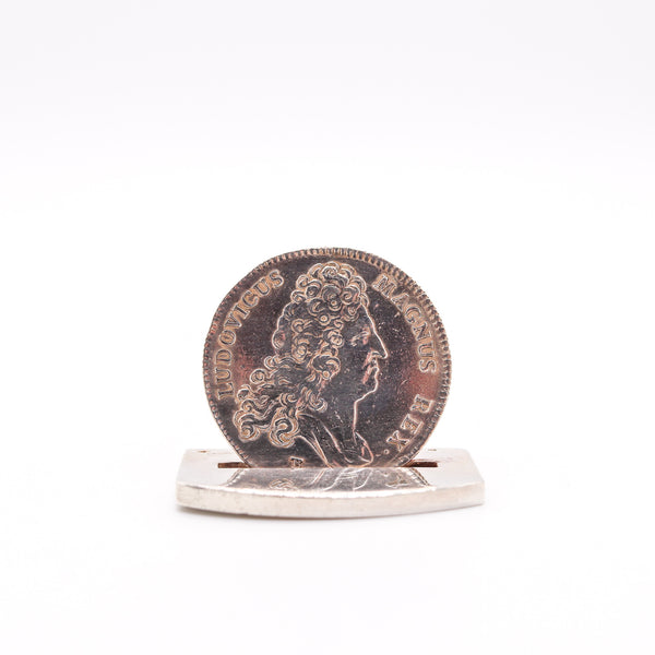 Hermes Paris 1970 Table Menu-Cards Holders With Kings Louis Coins In 925 Sterling Silver