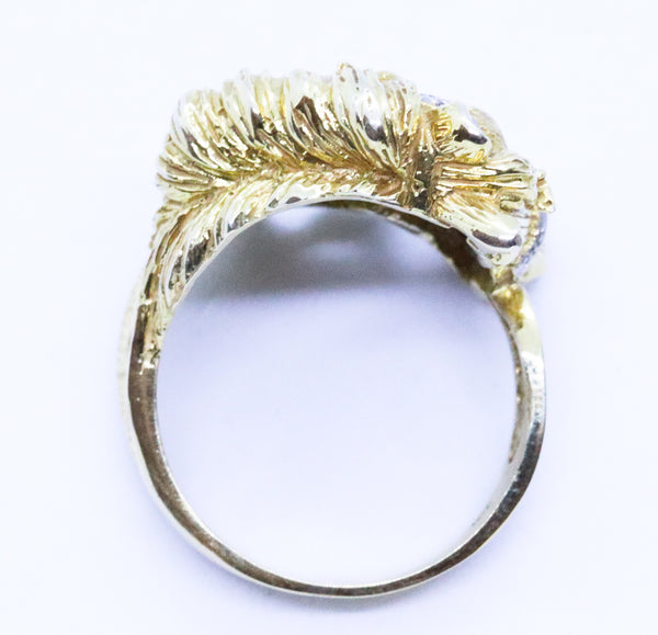 HORSE DIAMONDS JEWELED HEAD IN 18 KT GOLD EQUESTRIAN RING