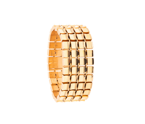 MID-CENTURY 1960'S MASSIVE GEOMETRIC BRACELET IN 18 KT YELLOW GOLD