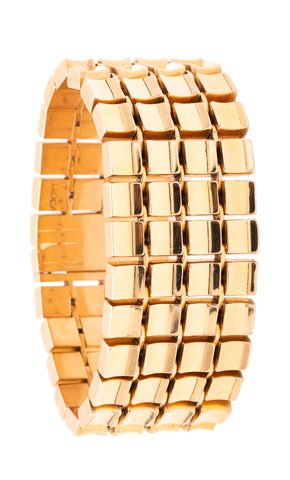 MID-CENTURY 1960'S MASSIVE GEOMETRIC BRACELET IN 18 KT YELLOW GOLD