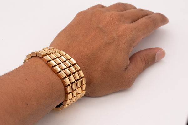 MID-CENTURY 1960'S MASSIVE GEOMETRIC BRACELET IN 18 KT YELLOW GOLD