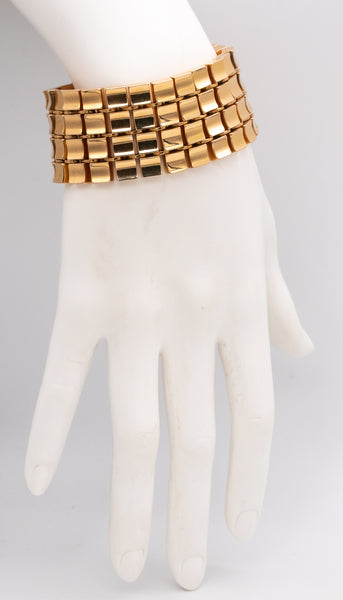 MID-CENTURY 1960'S MASSIVE GEOMETRIC BRACELET IN 18 KT YELLOW GOLD