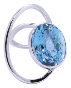 JEAN VENDOME 18 KT "BAGUE HUIT" MODERN RING WITH A 21.04 Cts AQUAMARINE
