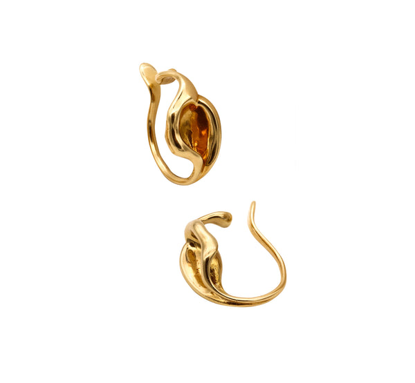 Tiffany Co. By Elsa Peretti Rare Vintage Organic Lilies Earrings In Solid 18Kt Yellow Gold