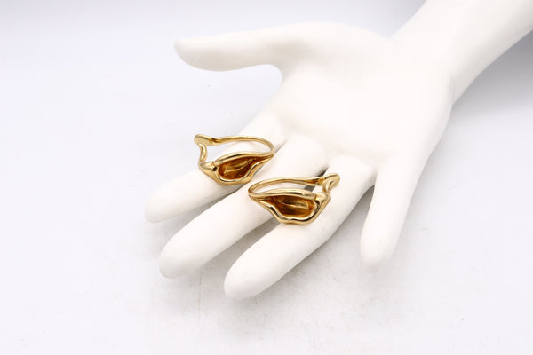 Tiffany Co. By Elsa Peretti Rare Vintage Organic Lilies Earrings In Solid 18Kt Yellow Gold