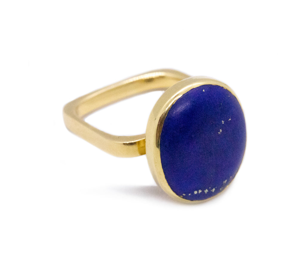 CARTIER PARIS JEAN DINH VAN RARE 1960 18 KT GOLD RING WITH LAPIS