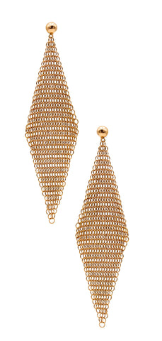 -Tiffany Co 1981 By Elsa Peretti Extra Large Drop Mesh Earrings In 18Kt Yellow Gold
