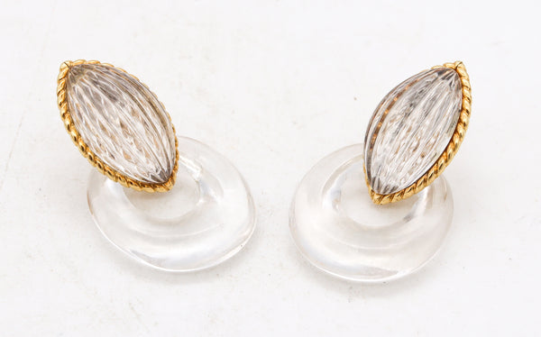 Arfan Paris 1970 By Andre Vassort Convertible Clip Earrings In 18Kt Yellow Gold With 54 Cts In Fluted Rock Quartz