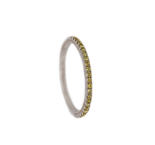 -Eternity Band Ring In Platinum With 56 Natural Yellow Canary Diamonds