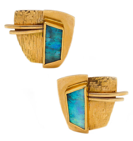 -Tom Odell Vintage Studio Earrings In 18Kt Yellow Gold With 8.20 Ctw In Opal